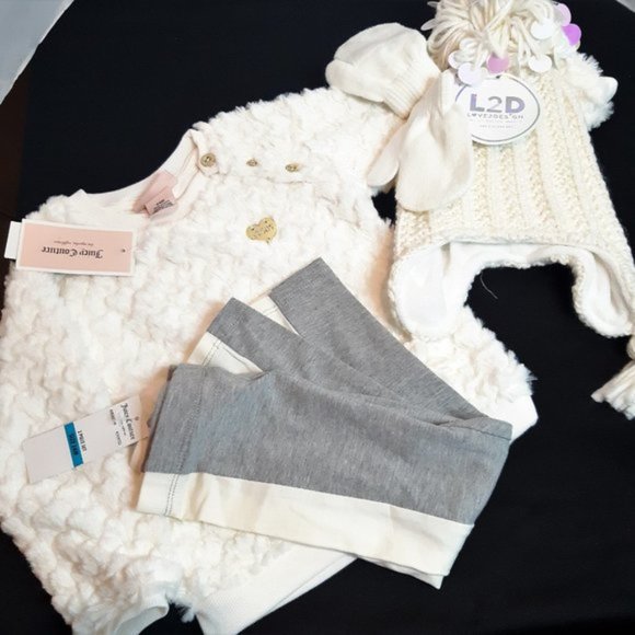 Juicy Couture 24 MONTHS Cozy Legging & Sweater Set + Hat and Gloves Set NWT - Picture 2 of 16